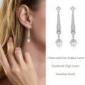 wholesale 925 Sterling Silver with Pearls and Cubic Zirconia Dangle Earrings for Women-0-2