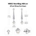 wholesale 925 Sterling Silver with Pearls and Cubic Zirconia Dangle Earrings for Women-0-5