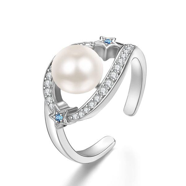 Sterling Silver Real Pearl Ring -0