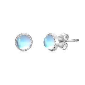 Sterling Silver Moonstone Stud Earrings-0