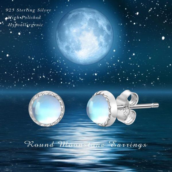 Sterling Silver Moonstone Stud Earrings-4