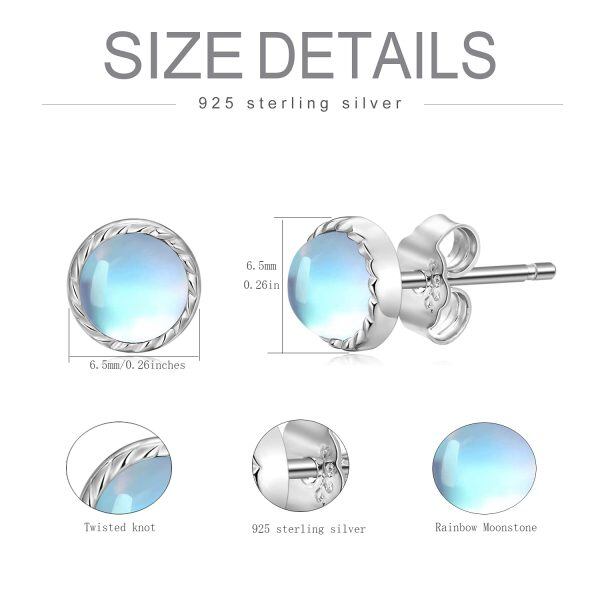 Sterling Silver Moonstone Stud Earrings-5