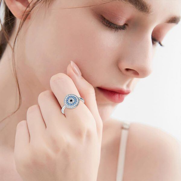 Sterling Silver Evil Eye Ring-1