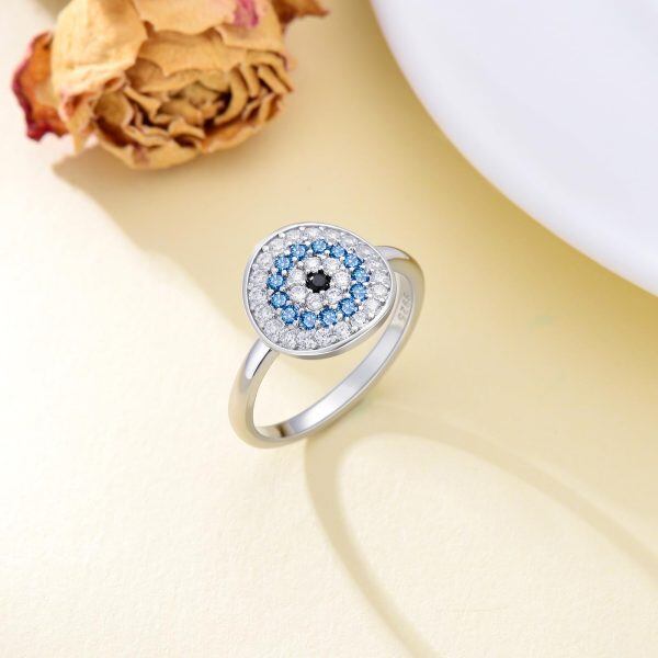 Sterling Silver Evil Eye Ring-3