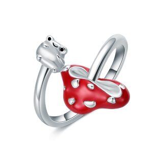 Sterling Silver Red Mushroom Frog Ring-0