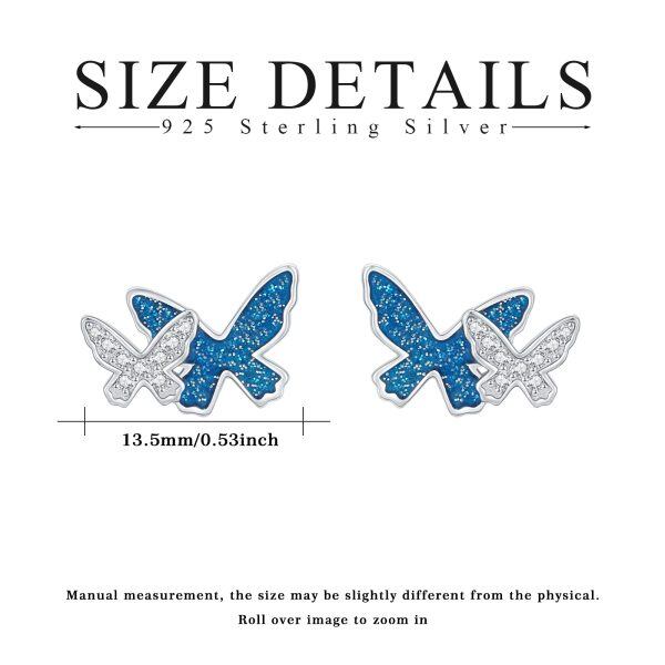 Sterling Silver Blue Butterfly Studs Earrings-1