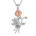 wholesale 925 Sterling Silver Rose Flower Fairy Charm Pendant Necklace for Women-0-0