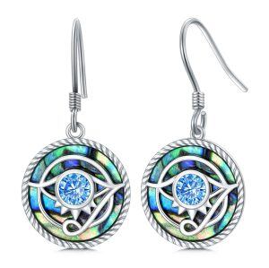 Sterling Silver Eye of Horus Dangle Drop Earrings-0