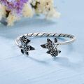 wholesale 925 Sterling Silver Floral Open Cuff Bracelet for Women - Vintage Style Jewelry-0-1