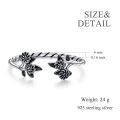 wholesale 925 Sterling Silver Floral Open Cuff Bracelet for Women - Vintage Style Jewelry-0-5