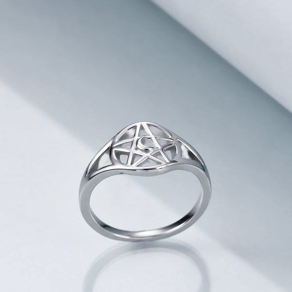 Sterling Silver Pentagram Pentacle Ring -1