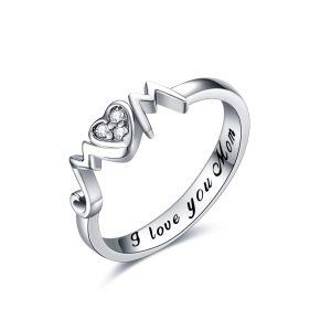 Sterling Silver Mom Mother Rings -0