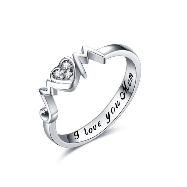 Sterling Silver Mom Mother Rings -0