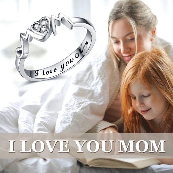 Sterling Silver Mom Mother Rings -4