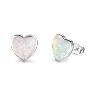 Sterling Silver Opal Stud Earrings -0