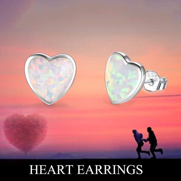 Sterling Silver Opal Stud Earrings -1