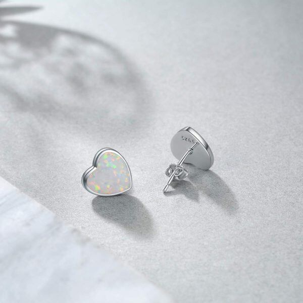 Sterling Silver Opal Stud Earrings -4