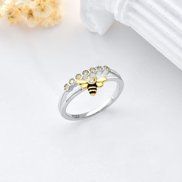 Sterling Silver Bee Band Ring-2