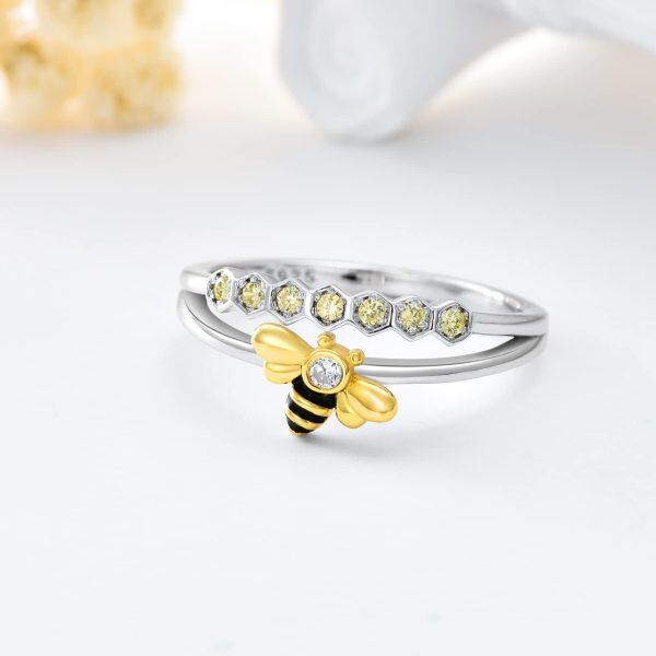 Sterling Silver Bee Band Ring-3