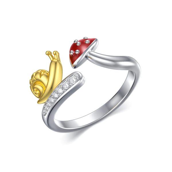 Sterling Silver Snail Mushroom Adjustable Ring-0