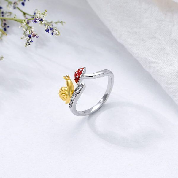 Sterling Silver Snail Mushroom Adjustable Ring-3