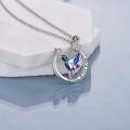 wholesale 925 Sterling Silver Hummingbird & Crescent Moon Pendant Necklace with Stars and Engraved Words Strong Brave Free - Fashion Jewelry for Women-0-2