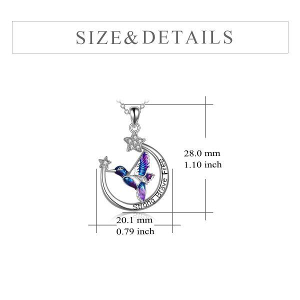 Sterling Silver Hummingbird Moon Necklace -3