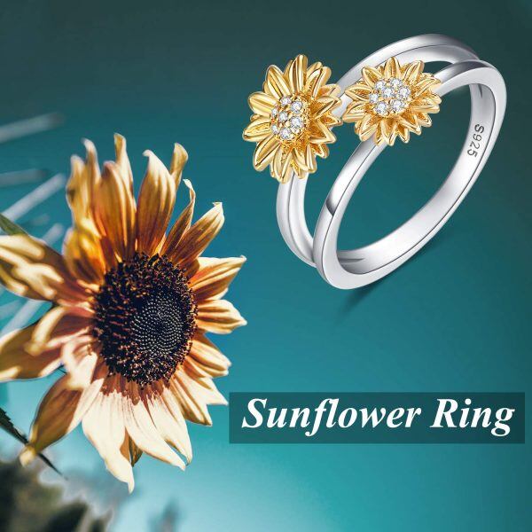 Sterling Silver Sunflower Rings -4