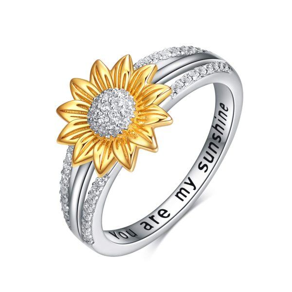 Sterling Silver You are My Sunshine Sunflower Statement Ring -0