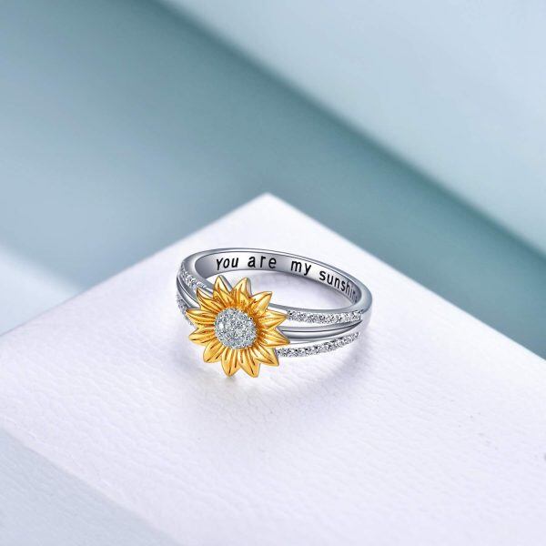 Sterling Silver You are My Sunshine Sunflower Statement Ring -2