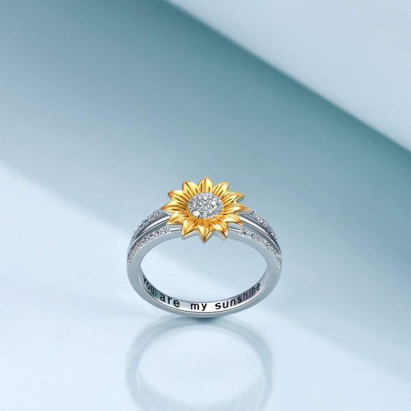 Sterling Silver You are My Sunshine Sunflower Statement Ring -3