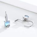 wholesale 925 Sterling Silver Blue Moonstone Square Leaf Leverback Dangle Earrings for Women Gifts-0-4