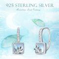 wholesale 925 Sterling Silver Blue Moonstone Square Leaf Leverback Dangle Earrings for Women Gifts-0-5
