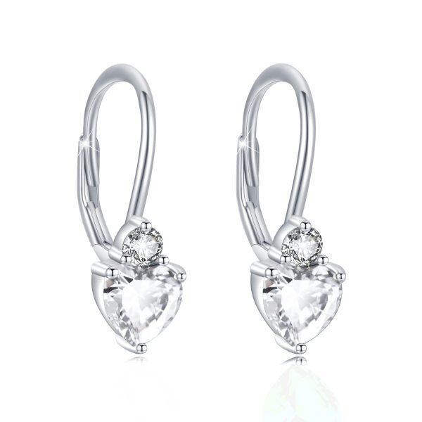 Sterling Silver Heart Dangle Earrings-0