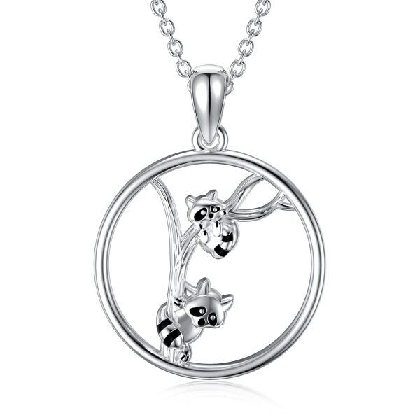 Sterling Silver Raccoon Necklace-0