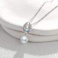 wholesale 925 Sterling Silver Angel Wing Moonstone & Pearl Pendant Necklace for Women-0-2