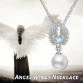 wholesale 925 Sterling Silver Angel Wing Moonstone & Pearl Pendant Necklace for Women-0-5