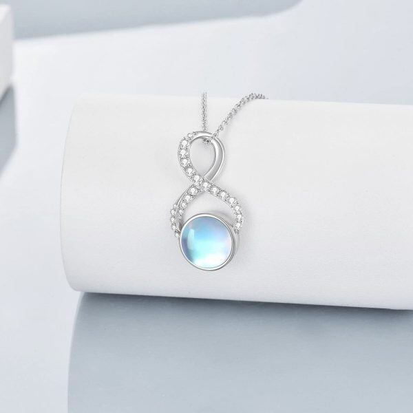 Sterling Silver Infinity Moonstone Necklace-3