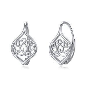 Sterling Silver Lotus Earrings-0