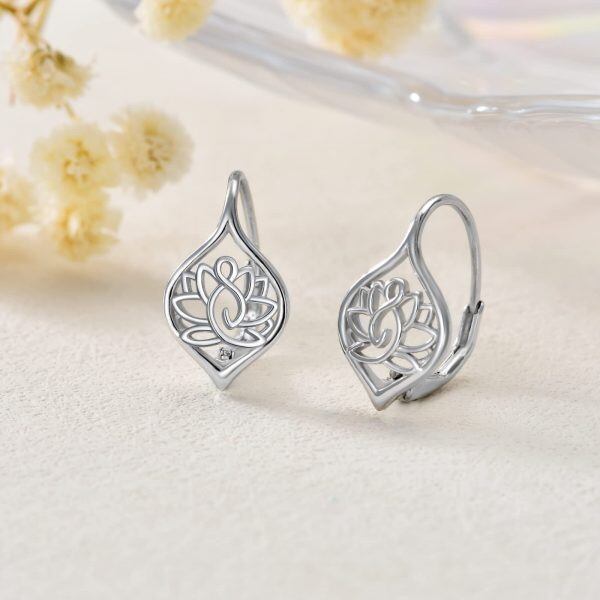 Sterling Silver Lotus Earrings-1