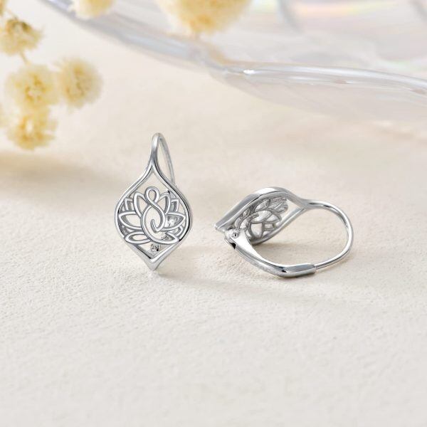 Sterling Silver Lotus Earrings-2