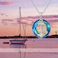wholesale 925 Sterling Silver Blue Crystal Anchor Rope Pendant Necklace for Women-0-2