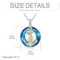 wholesale 925 Sterling Silver Blue Crystal Anchor Rope Pendant Necklace for Women-0-5