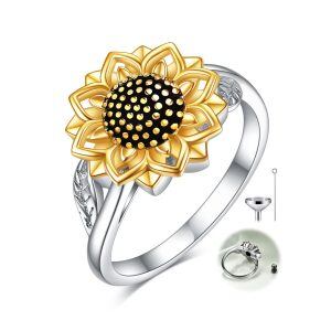 Sterling Silver Sunflower Spinner Rings-0