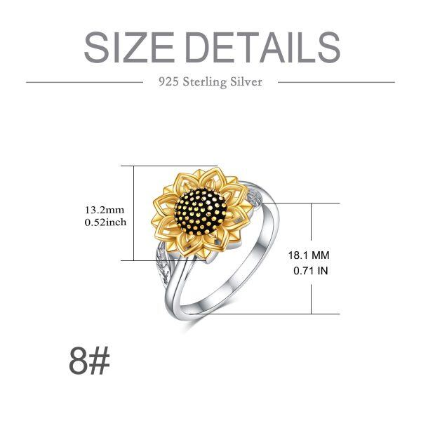 Sterling Silver Sunflower Spinner Rings-4