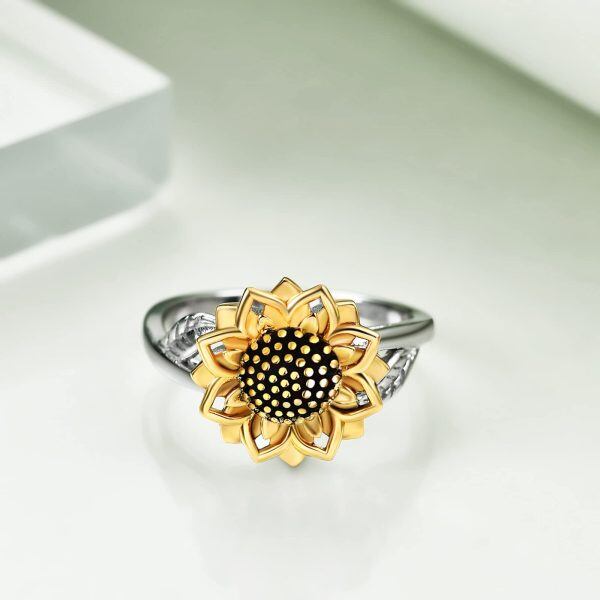 Sterling Silver Sunflower Spinner Rings-5