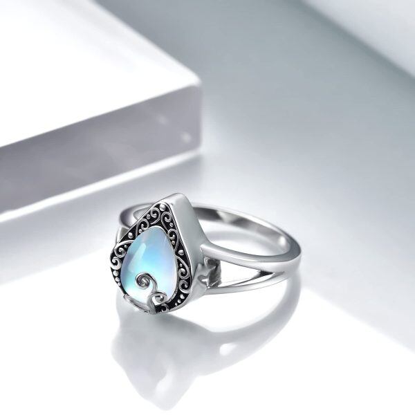 Sterling Silver Moonstone Filigree Cremation Rings -3