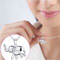 wholesale 925 Sterling Silver Elephant Pendant Necklace with Cubic Zirconia Accents for Women-0-2