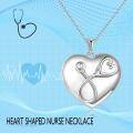 wholesale 925 Sterling Silver Heart-Shaped Stethoscope Photo Locket Pendant Necklace for Women-0-4