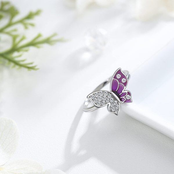 Sterling Silver Purple Butterfly Ring -1